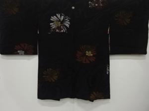 大正ロマン　漆　花模様織出し　一ツ紋羽織